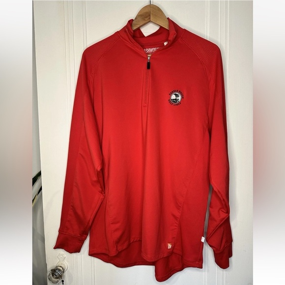 Mens Medium Pebble beach 1/4 Zip Red Ashworth Performance Pullover - Picture 1 of 13